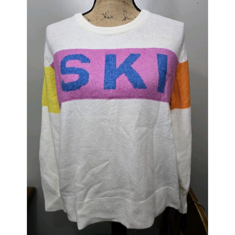 VINCE CAMUTO Ski Sweater Graphic Color Block Skiing Winter Olympics Large